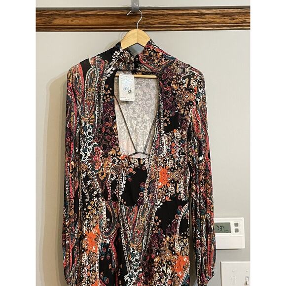 Free People Dress Womens All Dolled Up Floral Mock Neck Sz L New Cutout ‎ Sexy - Picture 6 of 12